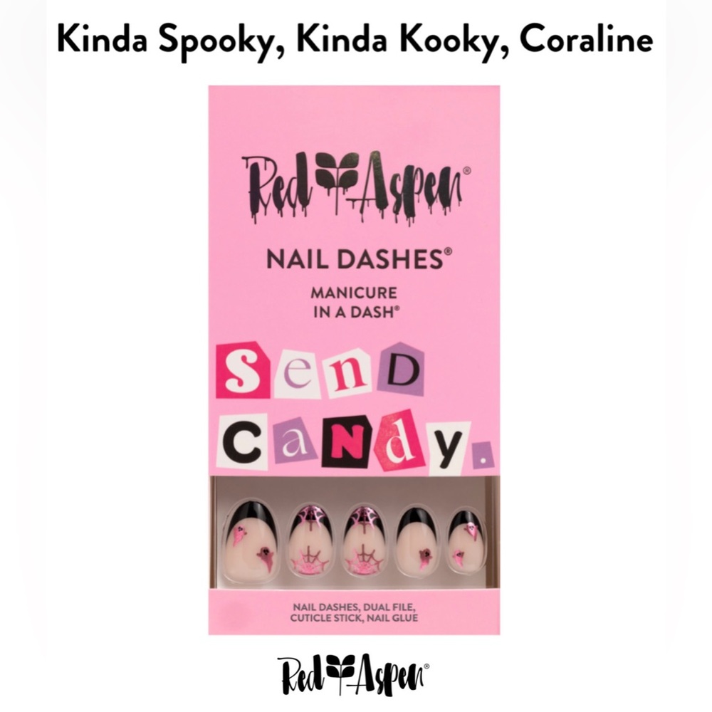 Red Aspen Nail Dashes 
Kinda Spooky,Kinda Kooky,Coraline French Halloween b6f